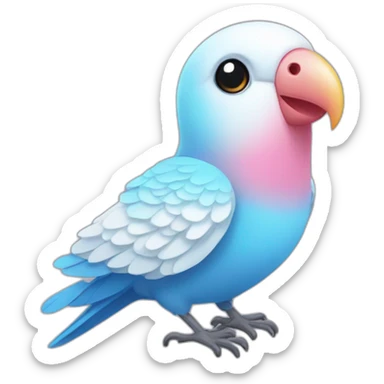 Lovebird Blue and white feathers with pink beak sticker