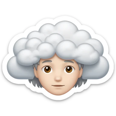 zoned out face with clouds floating around its head sticker