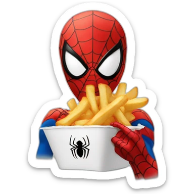 Spider-Man stuffing fries in mouth sticker