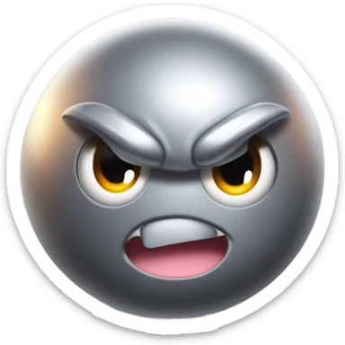 Metal cute mad Kirby bubble Gray ball driving on car wheels with mad eyebrows game sticker