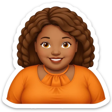 overweight black woman with organge blouse sticker