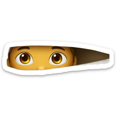 A boy hiding under a cover sticker