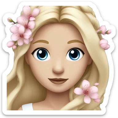 Wedding hair long with sakura beautiful finished blond girl with blue eyes  sticker