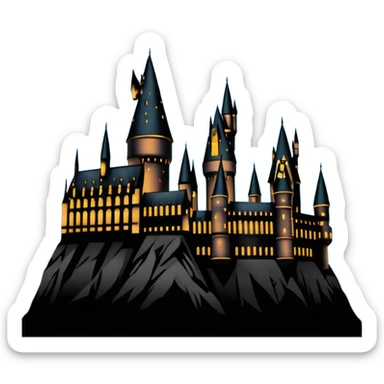 Harry Potter Hogwarts castle silhouette with stars, outlined icon sticker