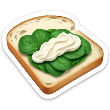 sourdough bread slice with cream cheese and spinach   sticker