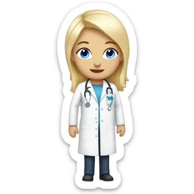 Full body White Pregnant doctor blue eyes, blond hair sticker