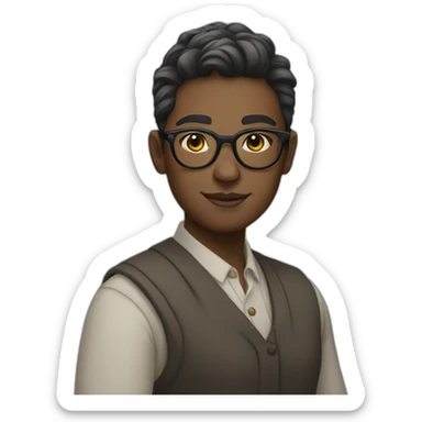 nonbinary librarian amab glasses sticker