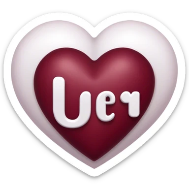 Burgundy heart with the letters Jer in the middle  sticker