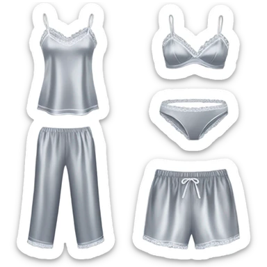 Grey satín camisole pajam sticker