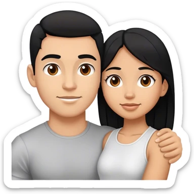 a couple brown tan sweet girl and light skin gymbro love misfits black hair  sticker