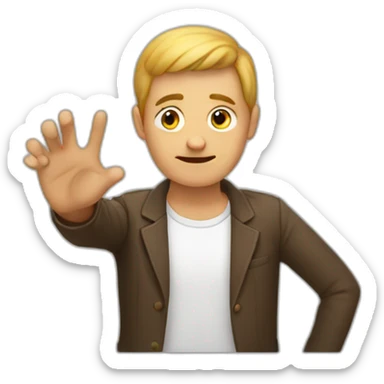 a man trying to indicate no with his hand sticker