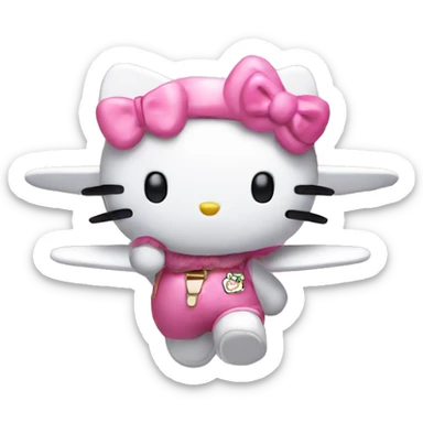 Hello kitty with flight  sticker