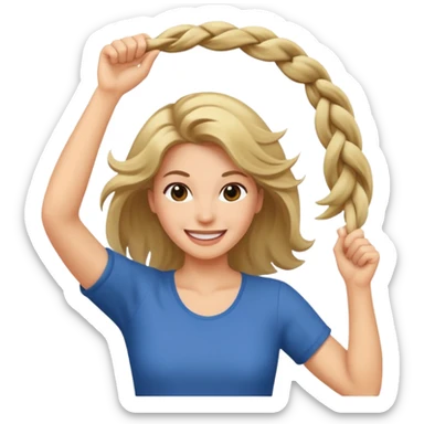 A caucasian woman swinging her hair to the right while smiling sticker