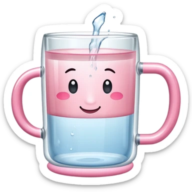transparent glass mug with Light pink handle realistic sticker