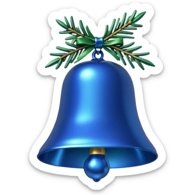 blue christmas bell with pine  sticker