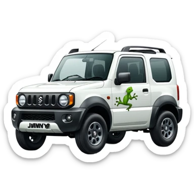 white suzuki jimny with gecko motifs sticker