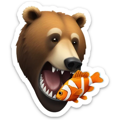 Grizzly bear eats clown fish sticker