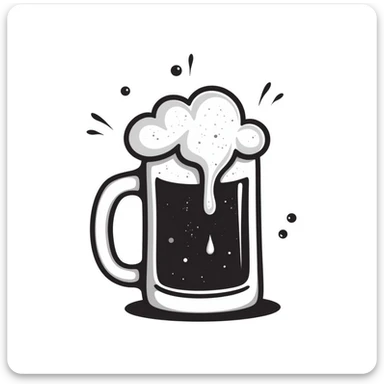 A hand-drawn beer mug with foam and bubbles sticker
