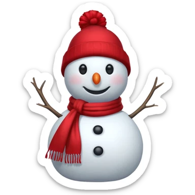 a snowman in a red scarf with the SW logo and a red New Year's hat sticker
