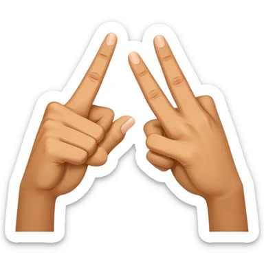 two hands each holding up pointers and thumbs facing each other to make a letter w sticker