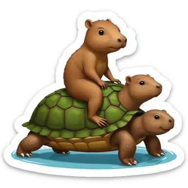capybara on turtle sticker