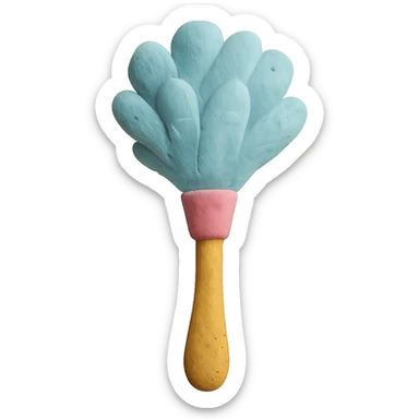 feather duster in claymation style with soft pastel colors and visible fingerprints sticker
