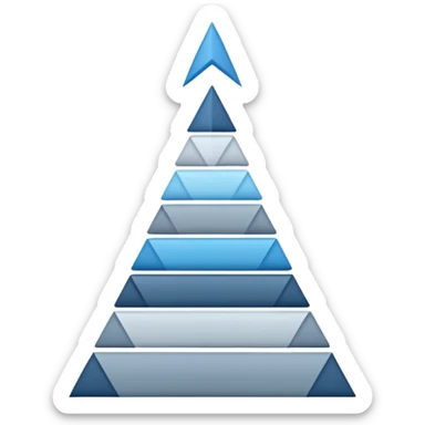 The design should show stylized, stacked digital UI layers or building blocks rising diagonally to form an abstract upward arrow or graph. The aesthetic must be clean, geometric, and precise. Use a sophisticated monochromatic palette sticker