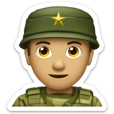 crie um emoji de um militar do exercito brasileiro com o camuflado típico sticker