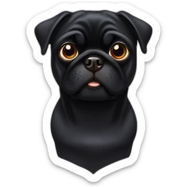 Black pug with brown eyes sticker