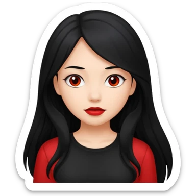 long hair devil gir red facel with shirt sticker