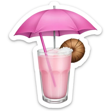 coconut drink with pink umbrella sticker