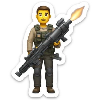 man with minigun sticker