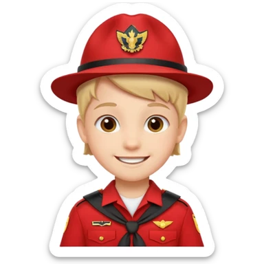 red uniform wearing scout kid sticker