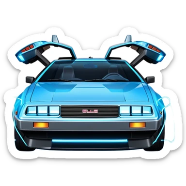 DeLorean car from Back to the Future with Tron movie feel sticker