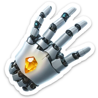 a robotic hand manipulating a gem sticker