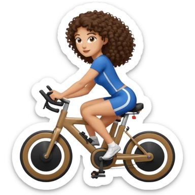 A brunette curly girl doing indoor cycling  sticker