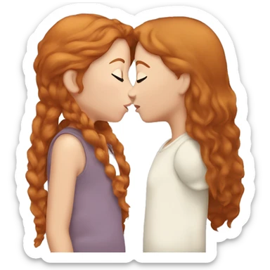 ginger hair girl kissing brown haired girl sticker