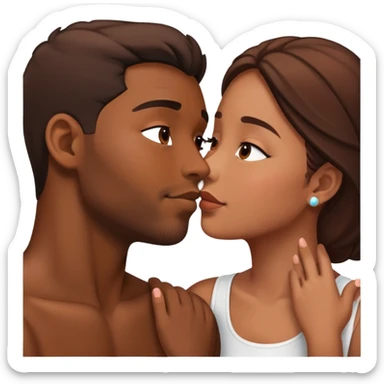intimate moment between lovers brown skin sticker