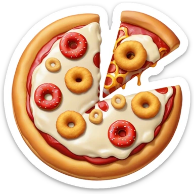 Donut, triple pizza, french fries, fries, chicken nuggets, pizza, doughnut, ice cream, pizza, chicken nuggets, french fries, ketchup, mustard, pizza sticker