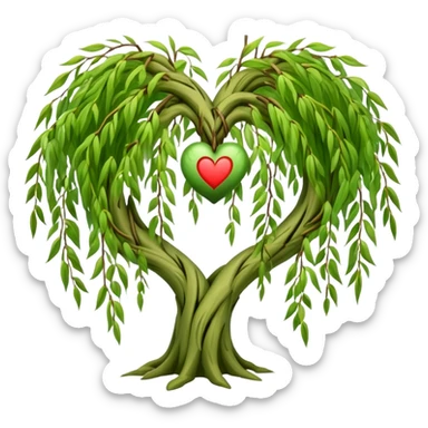 weeping willow tree hugging a heart sticker