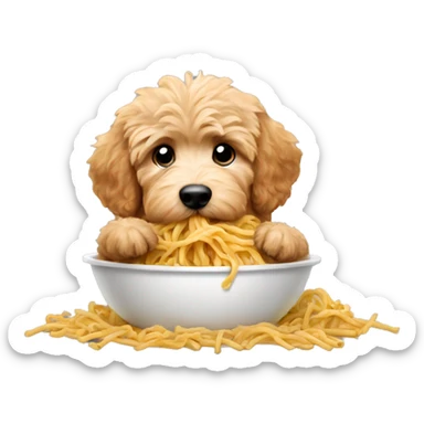 golden doodle puppy eating pasta sticker