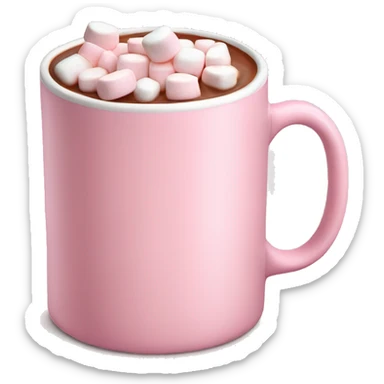 Light Pink mug of hot chocolate with marshmallows  sticker