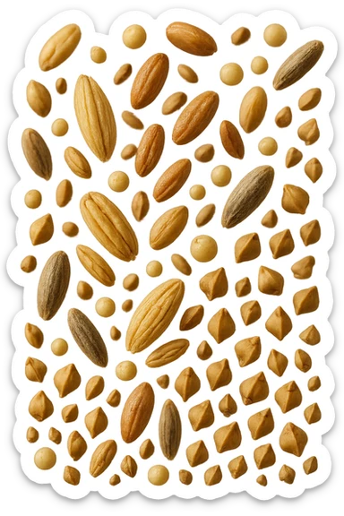 Avena, orzo, farro, segale, quinoa, grano saraceno FLUTTUANO IN ARIA, IPERREALISTICO 4K sticker