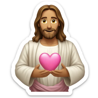 Jesus making pink heart with hands sticker
