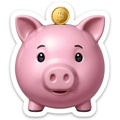 piggy bank with a coin above it sticker