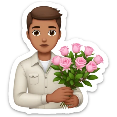 The bad boy is holding a bouquet of pink jasmine roses sticker