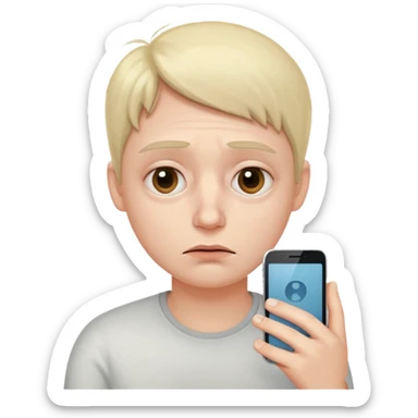 person with smartphone, dark circles under eyes, tired and addicted facial expression sticker