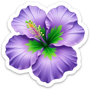 Change the single lilac hibiscus blossom to blue and lime green colors, keep the emoji style, with no background. sticker