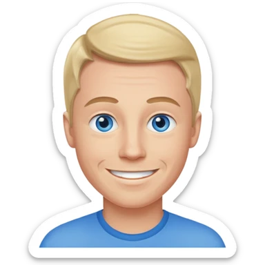 Dave England (b.1969) with blue eyes sticker