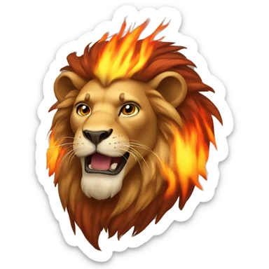 Lion with flaming mane sticker